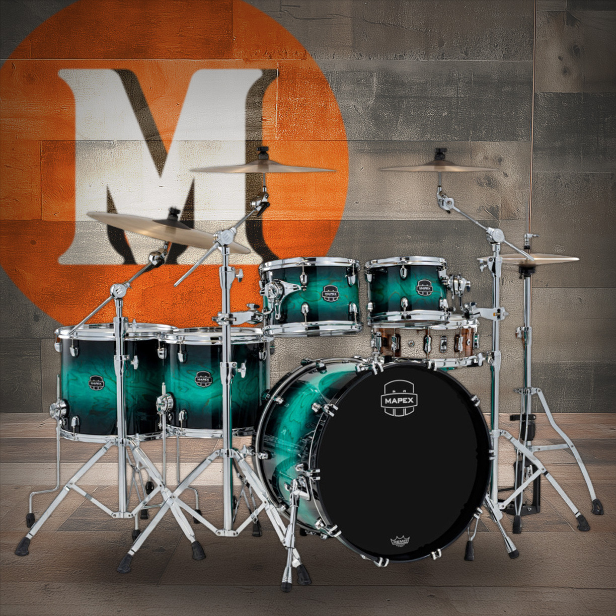 Mapex Saturn VI Studioease Shell Pack 5-Piece - Marine Teal Burst