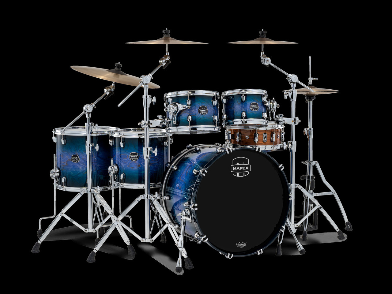 Mapex Saturn VI Exotic Studioease 5-Piece Shell Pack - Cobalt Burst (SR628XUZXQ) | Musician Madness