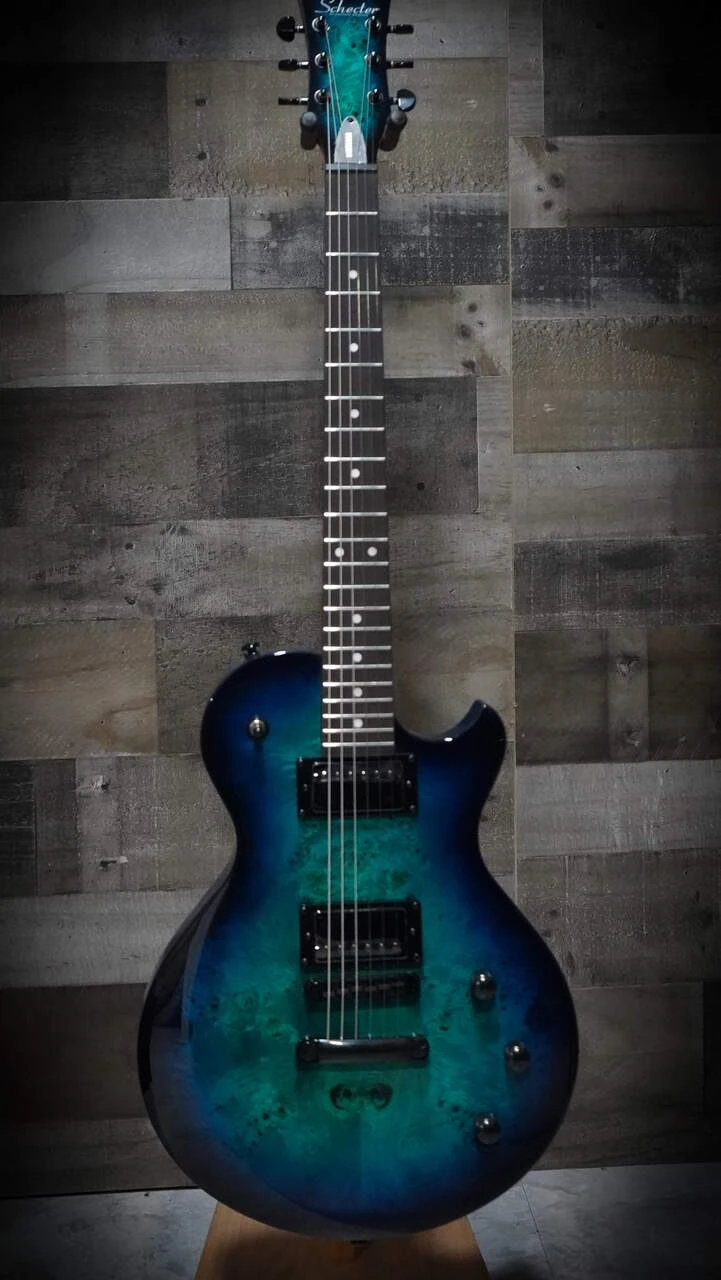 Schecter Solo Standard Ocean Blue Burst Burl Electric Guitar (3959) | Musician Madness