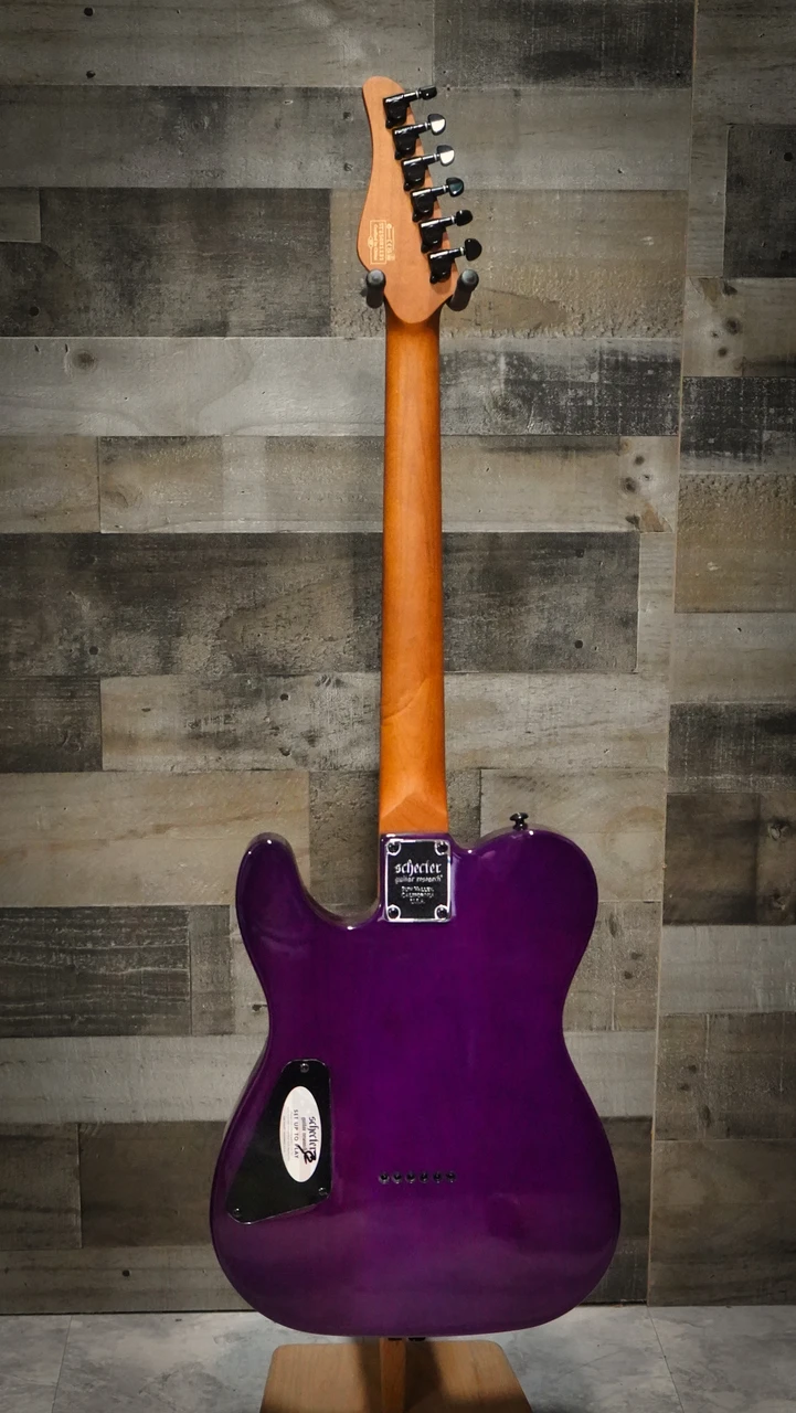The Schecter PT Standard (3956) showcases a stunning burl top finished in Purple Burst, giving it boutique-level visual appeal. A comfortable Thin-C neck paired with Diamond Series pickups delivers crisp twang, tight lows, and rich midrange ideal for multiple genres. The P-s classic T-style silhouette combined with SchecterÃ¢â‚¬â„¢s modern build quality makes it a versatile, stage-ready instrument.