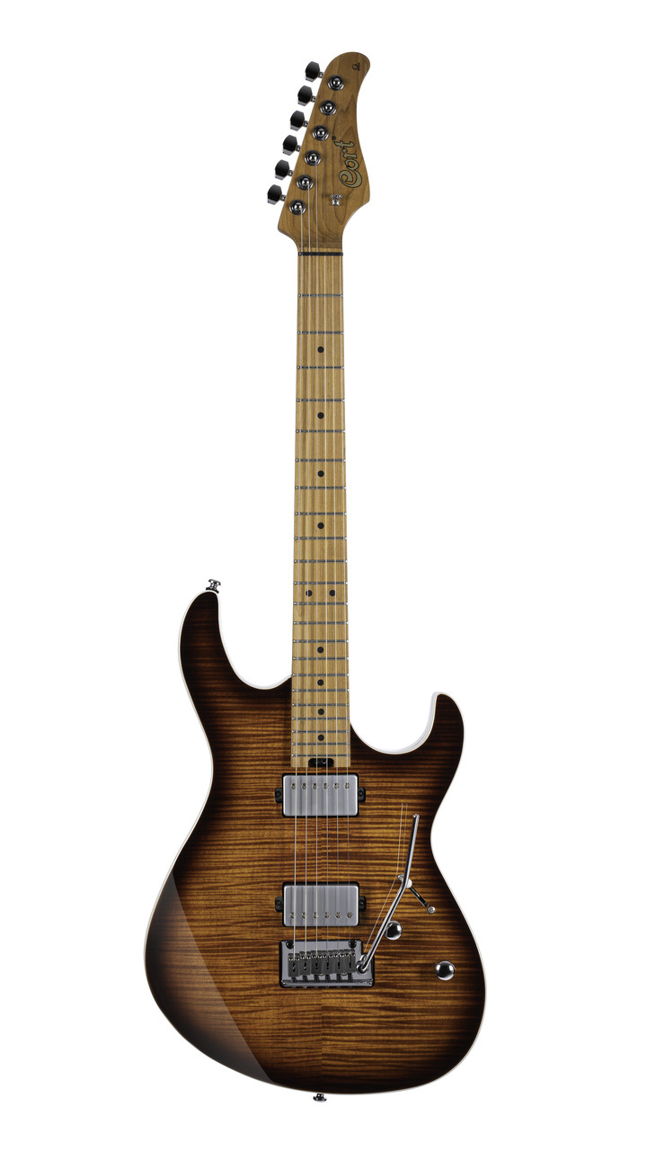 Cort Double Cutaway Electric Guitar in Antique Violin Burst finish – solid-body design with dual humbuckers, contoured body, and warm vintage-inspired tone