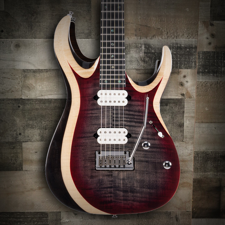 Cort X Series Duality II Double Cutaway Electric Guitar in Lava Burst finish – flamed maple top with Seymour Duncan pickups and modern contoured body design
