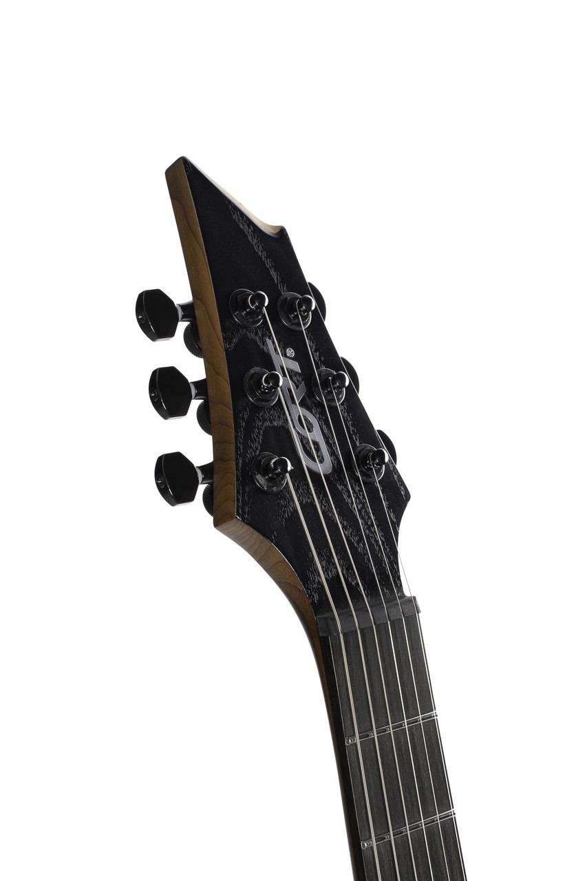 Cort KX Series Evertune Double Cutaway Electric Guitar in Open Pore Black finish – solid-body design with Evertune bridge, dual humbuckers, and modern ergonomic contour