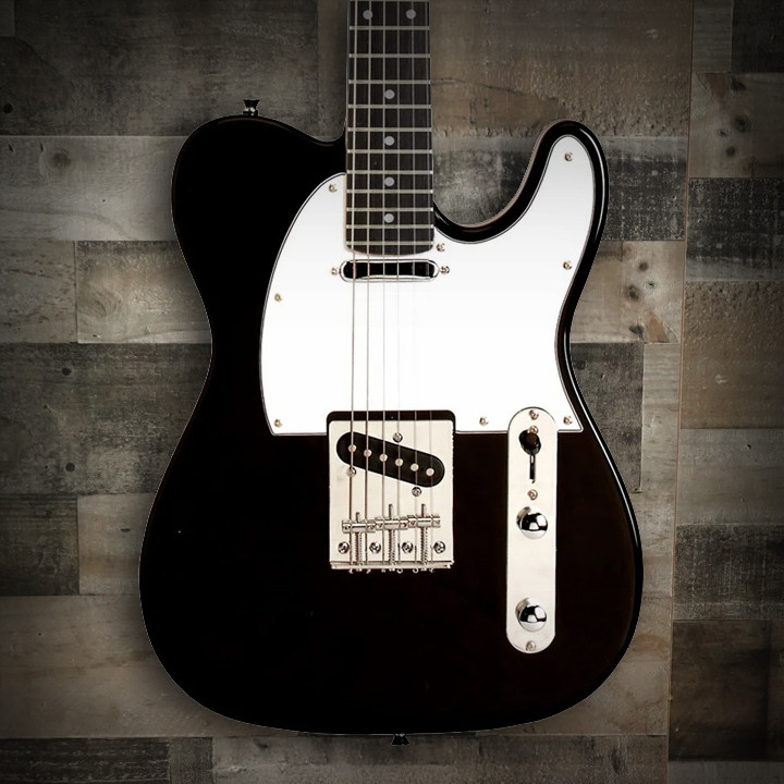 Austin ATC200BK Classic Bolt-On Single Cutaway Electric Guitar in Black finish – solid-body design with dual humbuckers, bolt-on neck, and chrome hardware