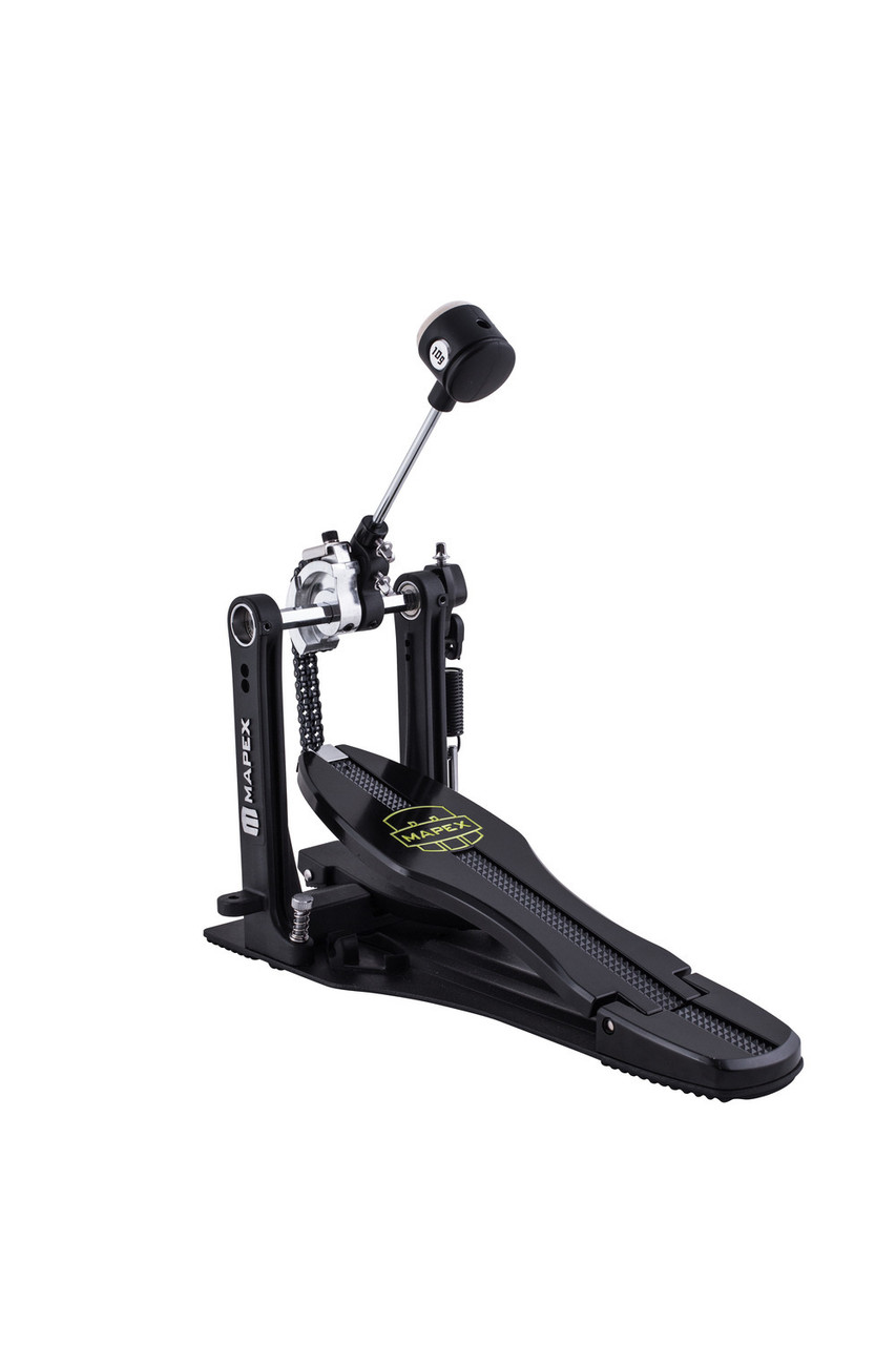 Mapex P810 Armory Response Drive Single Bass Drum Pedal â€“ durable chain-drive pedal with smooth action, adjustable beater angle, and solid steel footboard design