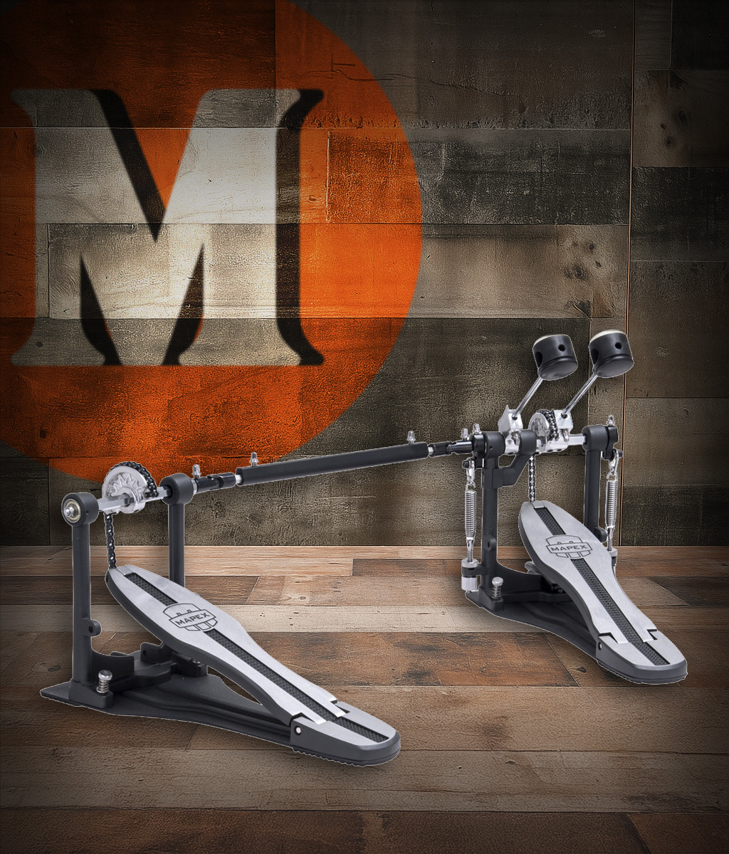Mapex P410TW 400 Series Double Bass Drum Pedal â€“ dual chain-drive pedal with smooth action, adjustable beaters, and durable construction for reliable double bass performance