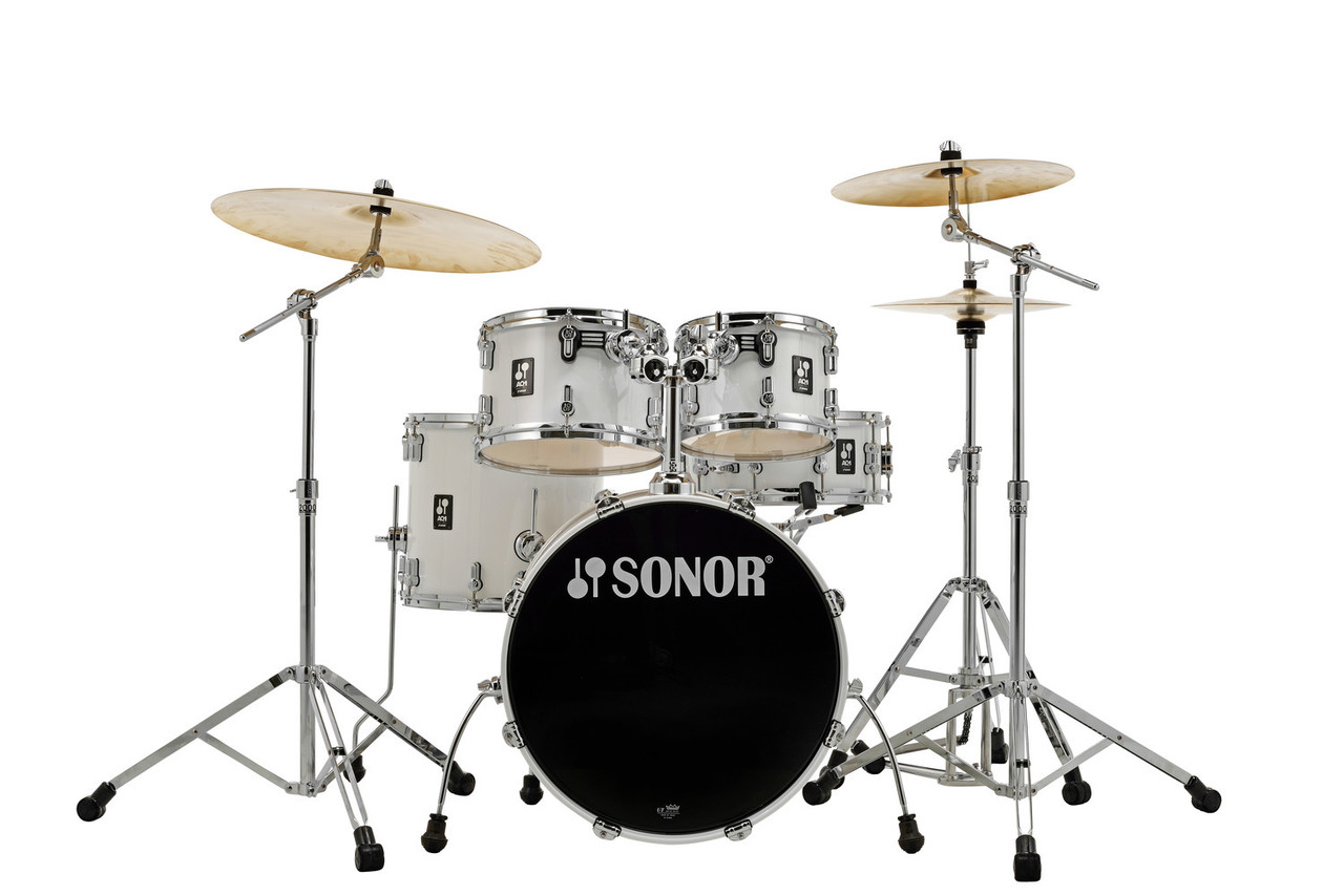 Sonor AQ1 Studio 5 Piece Shell Pack - Piano White w/ 2000 Series Hardware Pack  (AQ1-STUDIOWMCPW) | Musician Madness