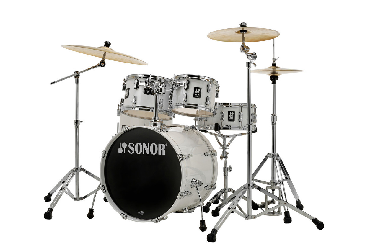 Sonor AQ1 Studio 5 Piece Shell Pack - Piano White w/ 2000 Series Hardware Pack  (AQ1-STUDIOWMCPW) | Musician Madness