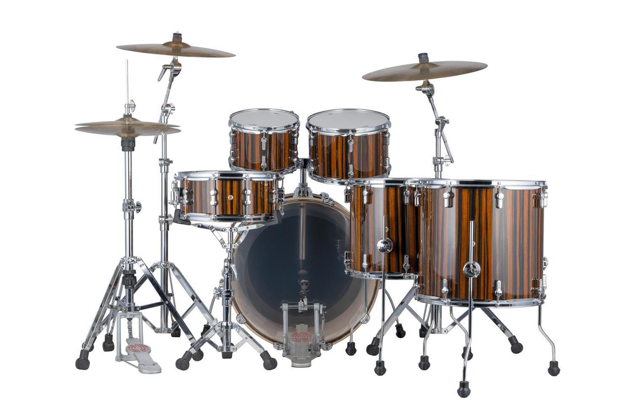 Sonor AQ2 150th Anniversary Shell Set – High Gloss Ebony Veneer (AQ2-Sonor ANN-WMCEBN) featuring hybrid maple/birch shells, chrome hardware, and limited-edition anniversary badging