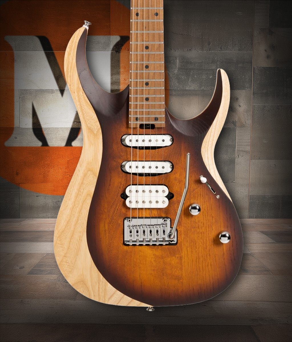 Cort X700 Triality Electric Guitar in Open Pore Vintage Burst finish with roasted maple neck and Seymour Duncan Hyperion pickups.