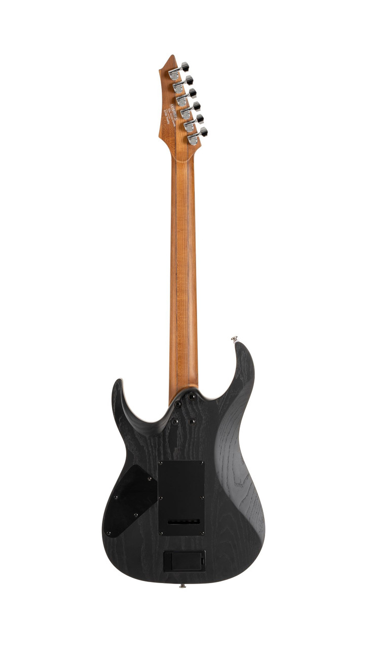 Cort X700 Triality Electric Guitar in Open Pore Black Burst finish with roasted maple neck and Seymour Duncan Hyperion pickups.