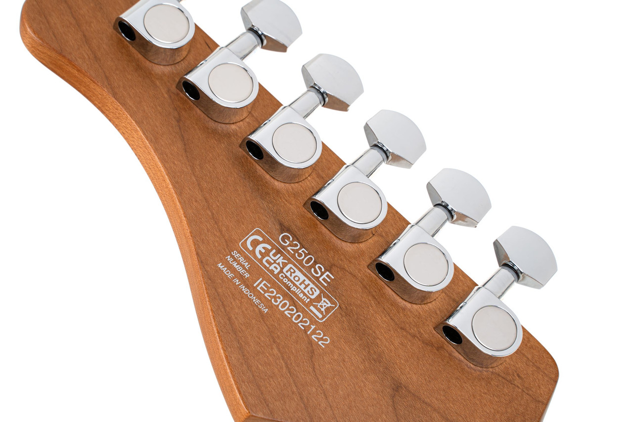 Cort G250SE Electric Guitar in Black finish with roasted maple neck, HSS pickups, and two-point tremolo bridge.