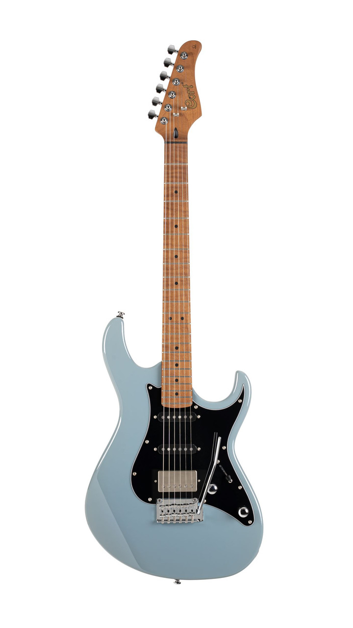 Cort G250SE Electric Guitar in Ocean Blue Grey finish with roasted maple neck, HSS pickups, and contoured modern body.