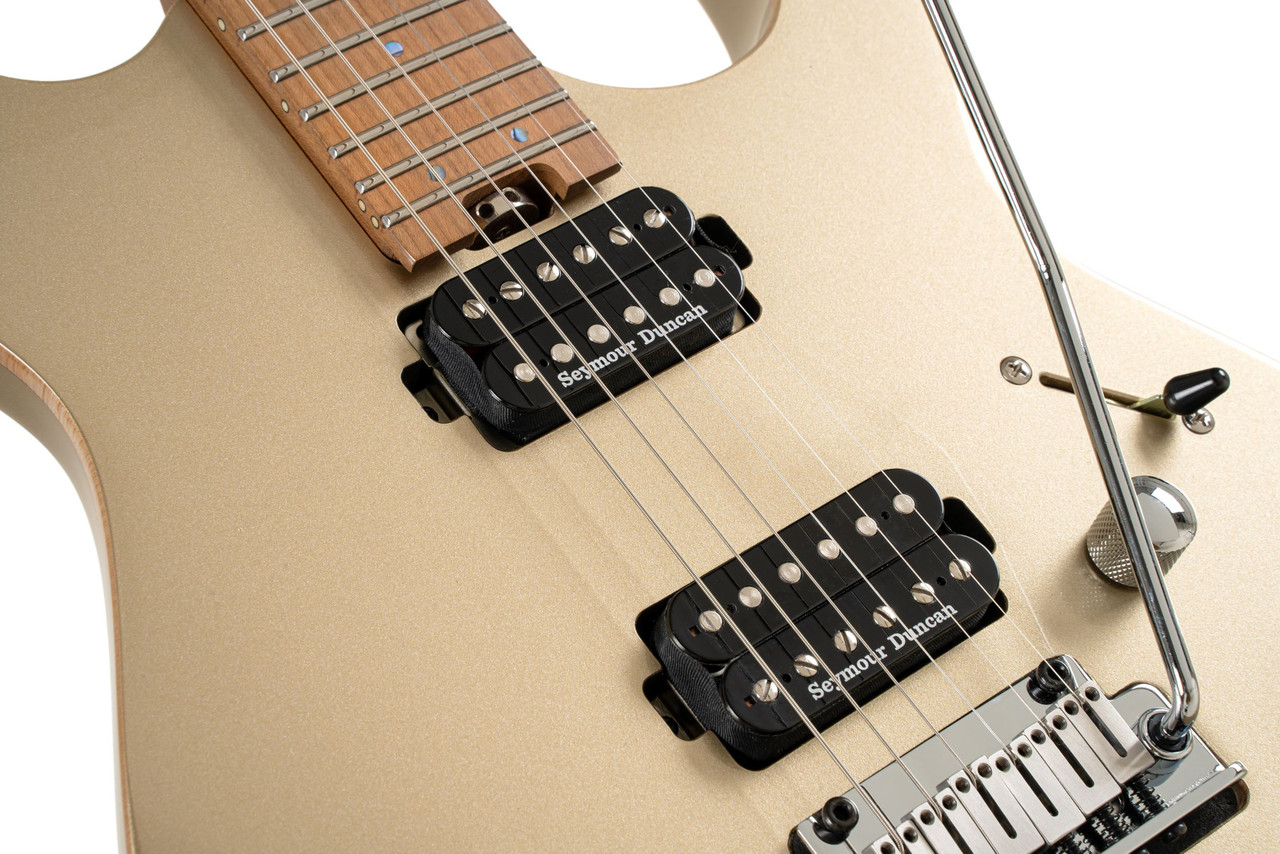 Cort G300 Pro Double Cutaway Electric Guitar in Metallic Gold finish with Seymour Duncan pickups and roasted maple neck.