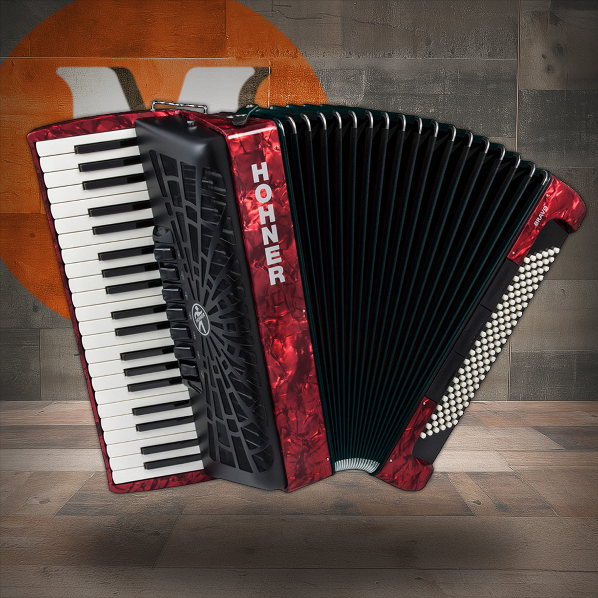 Hohner BR120RED Bravo III 120 Accordion - Pearl Red | Musician Madness