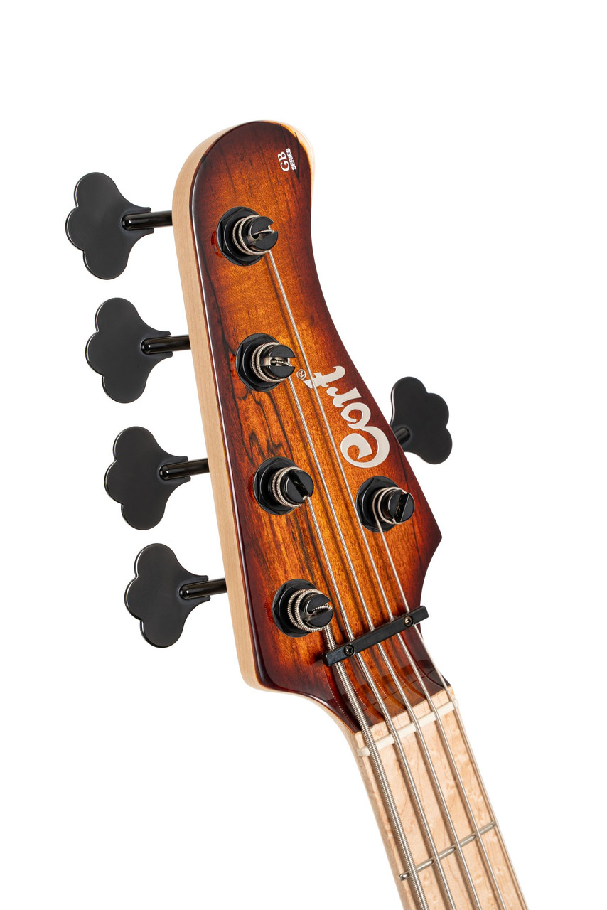 Cort GBFUSION5ABB GB Series Fusion 5-String Bass Guitar in Antique Brown Burst finish with Nordstrand pickups and active EQ.