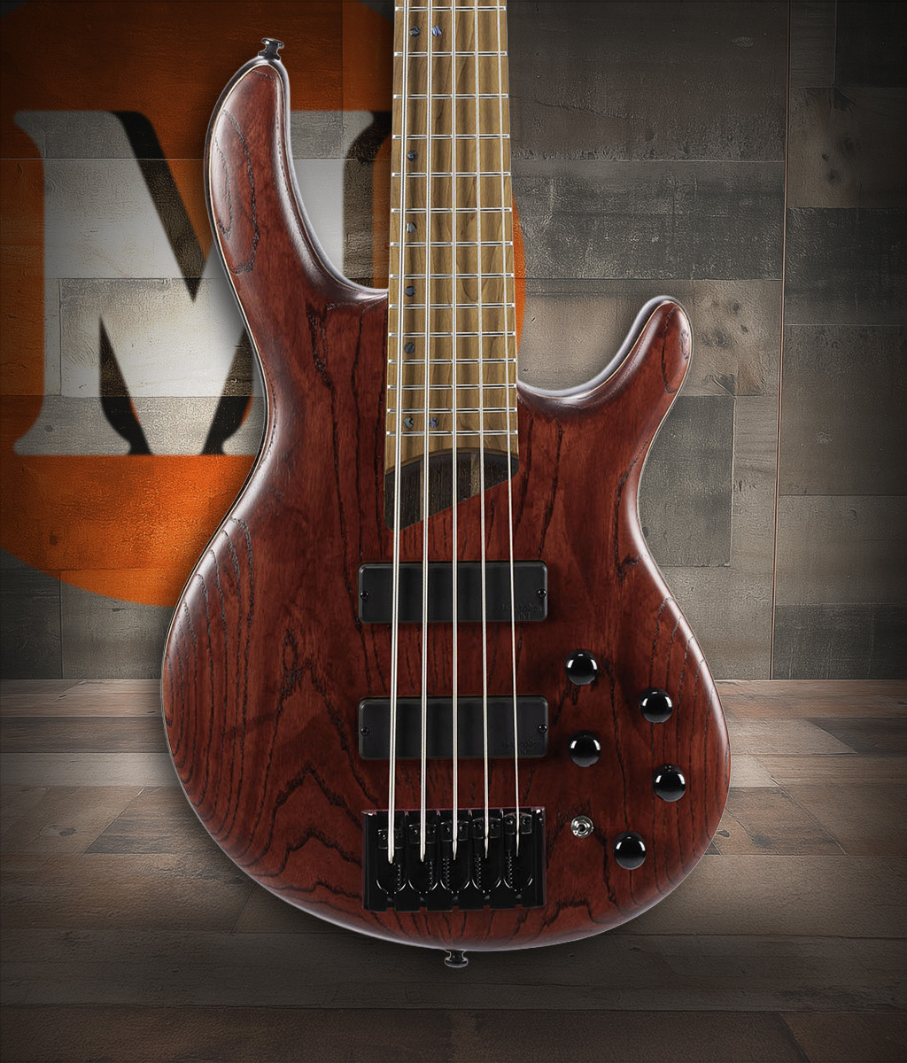 Cort B5ELEMENTOPBR Artisan Series B5 Element 5-String Bass Guitar in Open Pore Burgundy Red finish with Bartolini MK-1 pickups and roasted maple neck.
