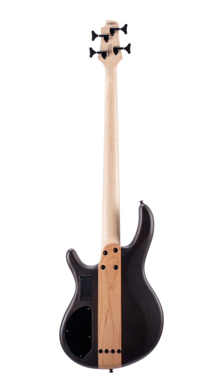 Cort C4PLUSOVMHABB Artisan Series C4 Plus OVMH 4-String Bass Guitar in Antique Brown Burst finish with Bartolini MK-1 pickups and active EQ.