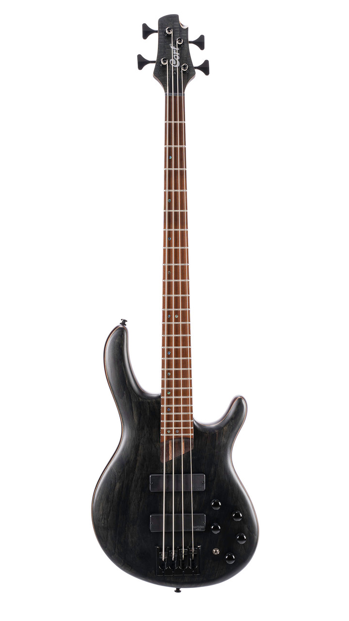 Cort B4ELEMENTOPTB Artisan Series B4 Element 4-String Bass Guitar in Open Pore Black finish with Bartolini MK-1 pickups and roasted maple neck.