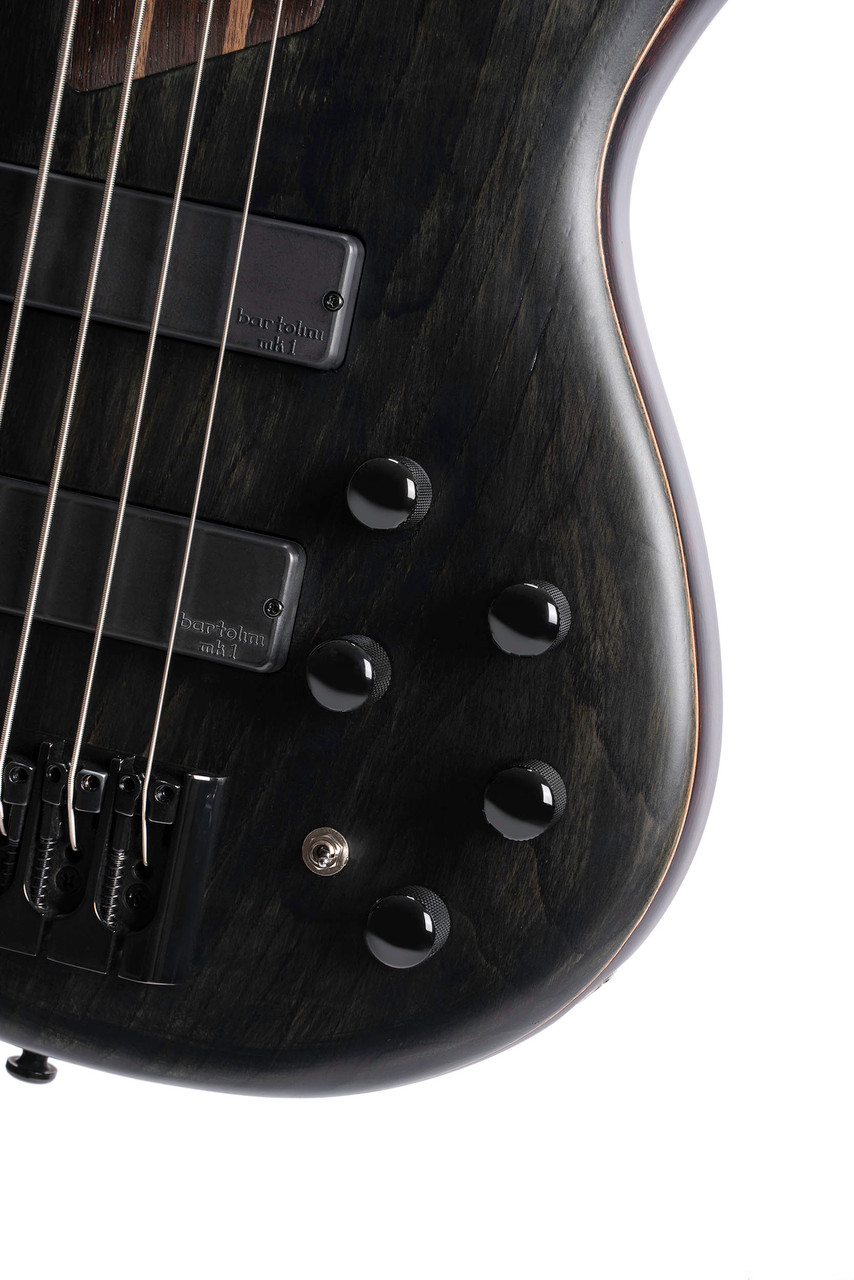 Cort B4ELEMENTOPTB Artisan Series B4 Element 4-String Bass Guitar in Open Pore Black finish with Bartolini MK-1 pickups and roasted maple neck.