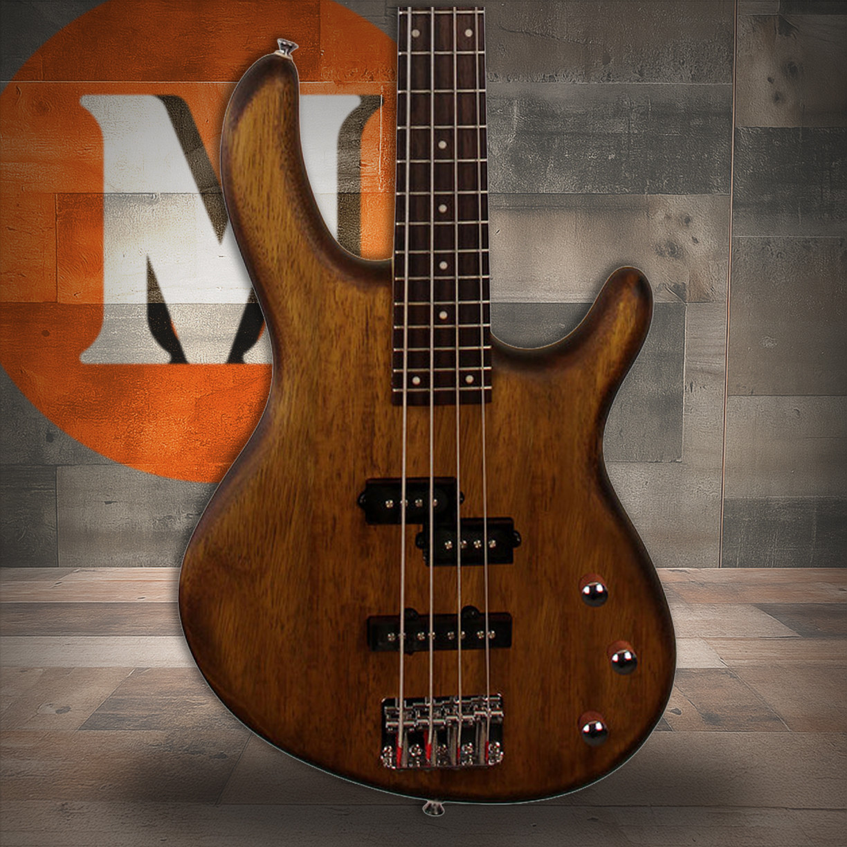 Cort ACTIONPJOPW Action PJ 4-String Bass Guitar in Open Pore Walnut finish with PJ pickup configuration and active electronics.