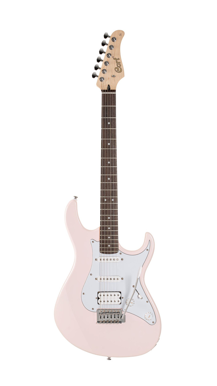Cort G Series 200 Double Cutaway Electric Guitar in Pastel Pink finish with HSS pickups and contoured body design.