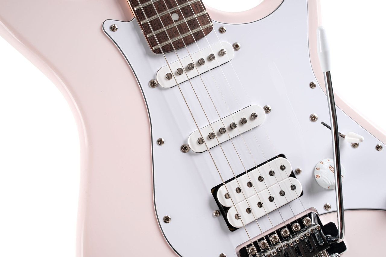 Cort G Series 200 Double Cutaway Electric Guitar in Pastel Pink finish with HSS pickups and contoured body design.
