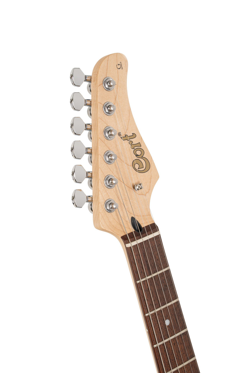 Cort G Series 200 Double Cutaway Electric Guitar in Sky Blue finish with HSS pickups and contoured body design.