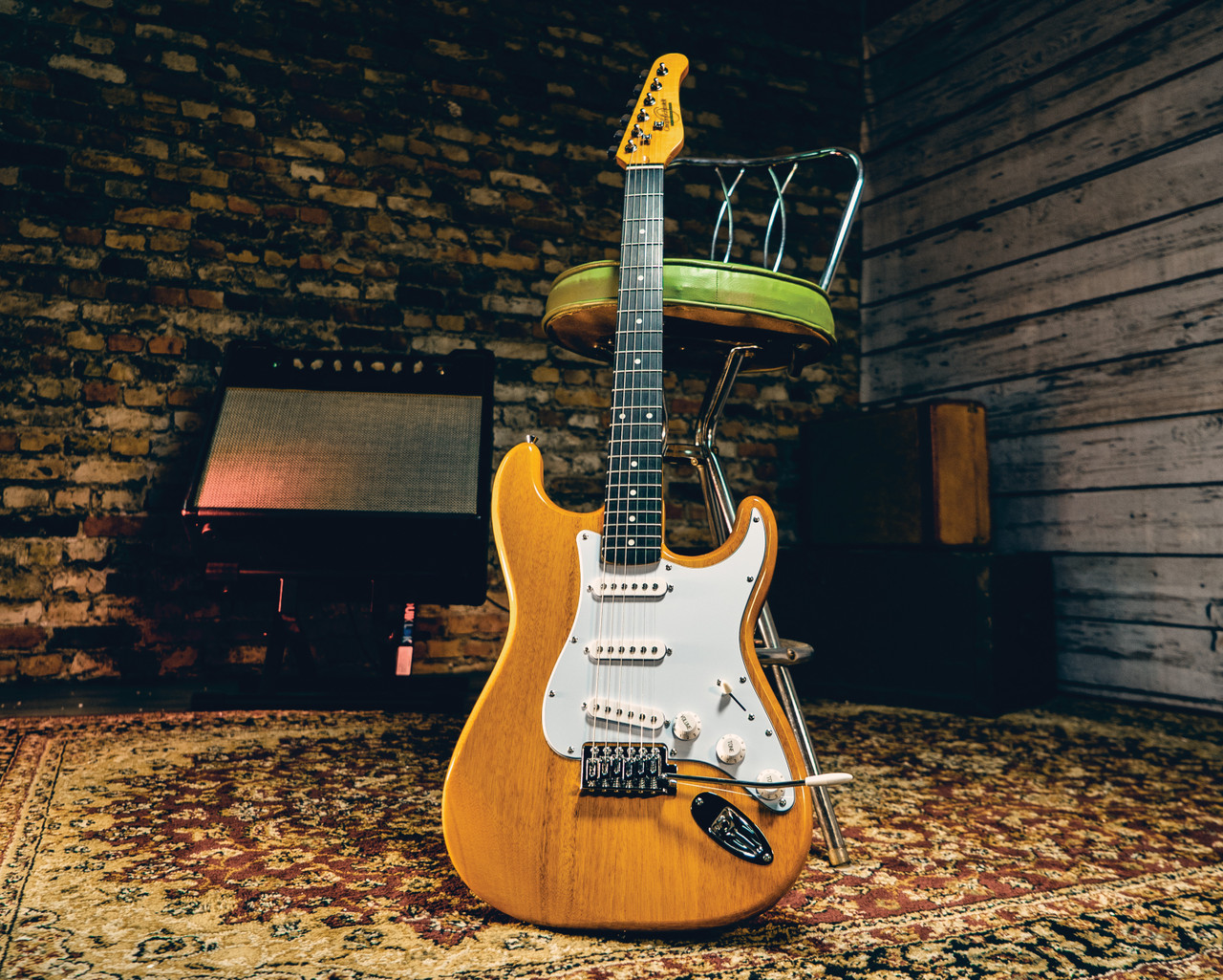 Oscar Schmidt Double Cut Electric Guitar - Natural Finish | Musician Madness
