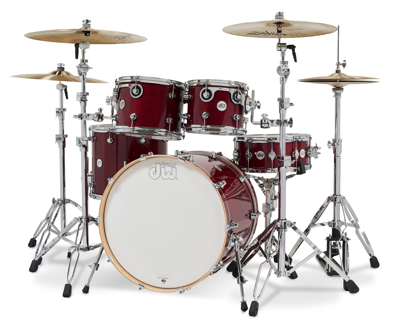 DW Design Series 4-Piece 22" Bass Drum Maple Shell Pack - Cherry Stain w/Chrome Hardware|Musician Madness