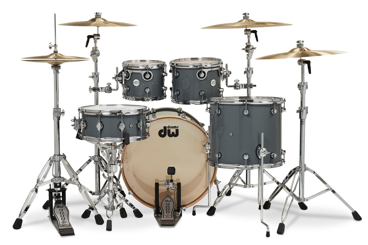 DW Design Series 4-Piece 22" Bass Drum Maple Shell Pack - Steel Gray w/Chrome Hardware | Musician Madness