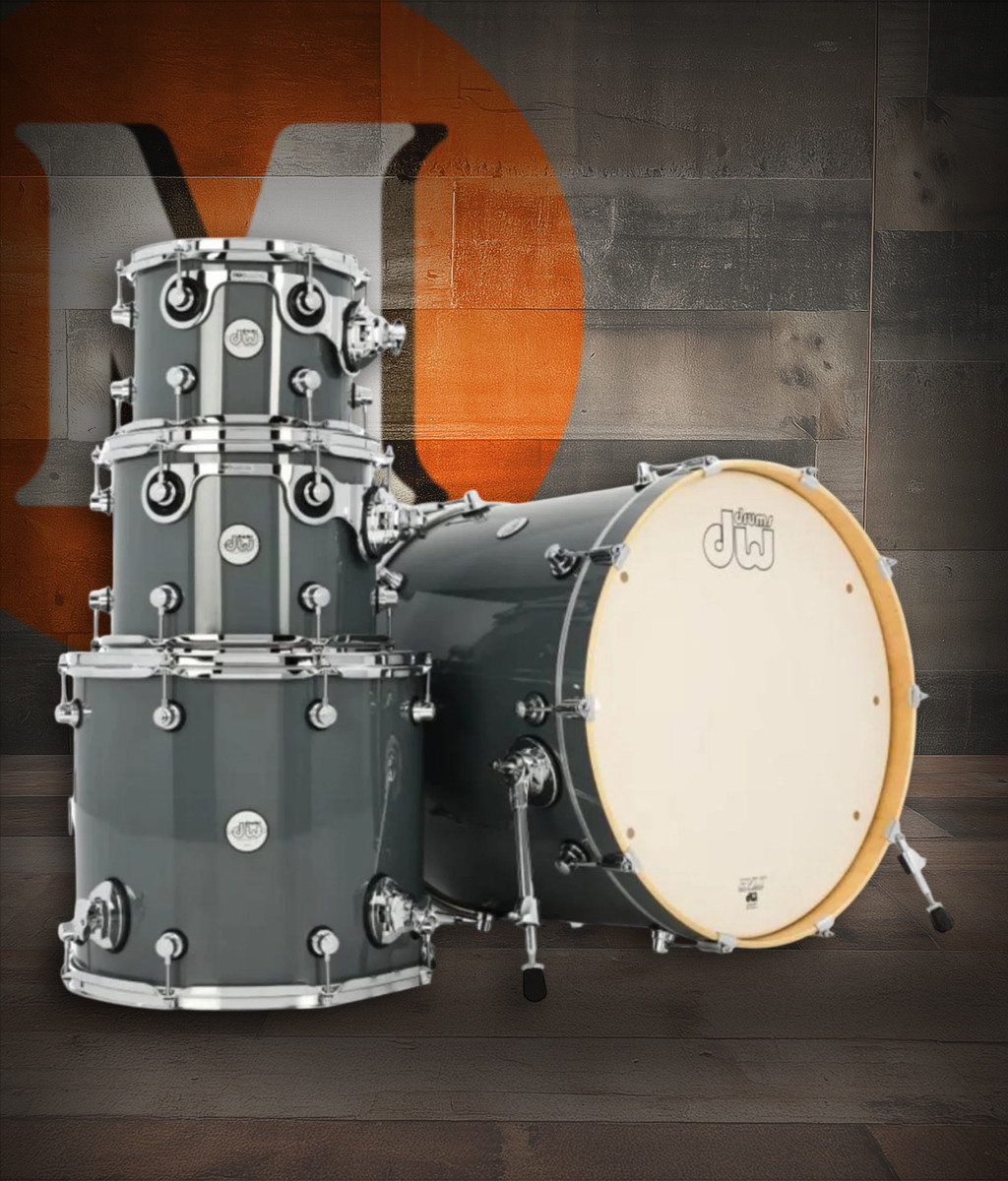 DW Design Series 4-Piece 22" Bass Drum Maple Shell Pack - Steel Gray w/Chrome Hardware | Musician Madness