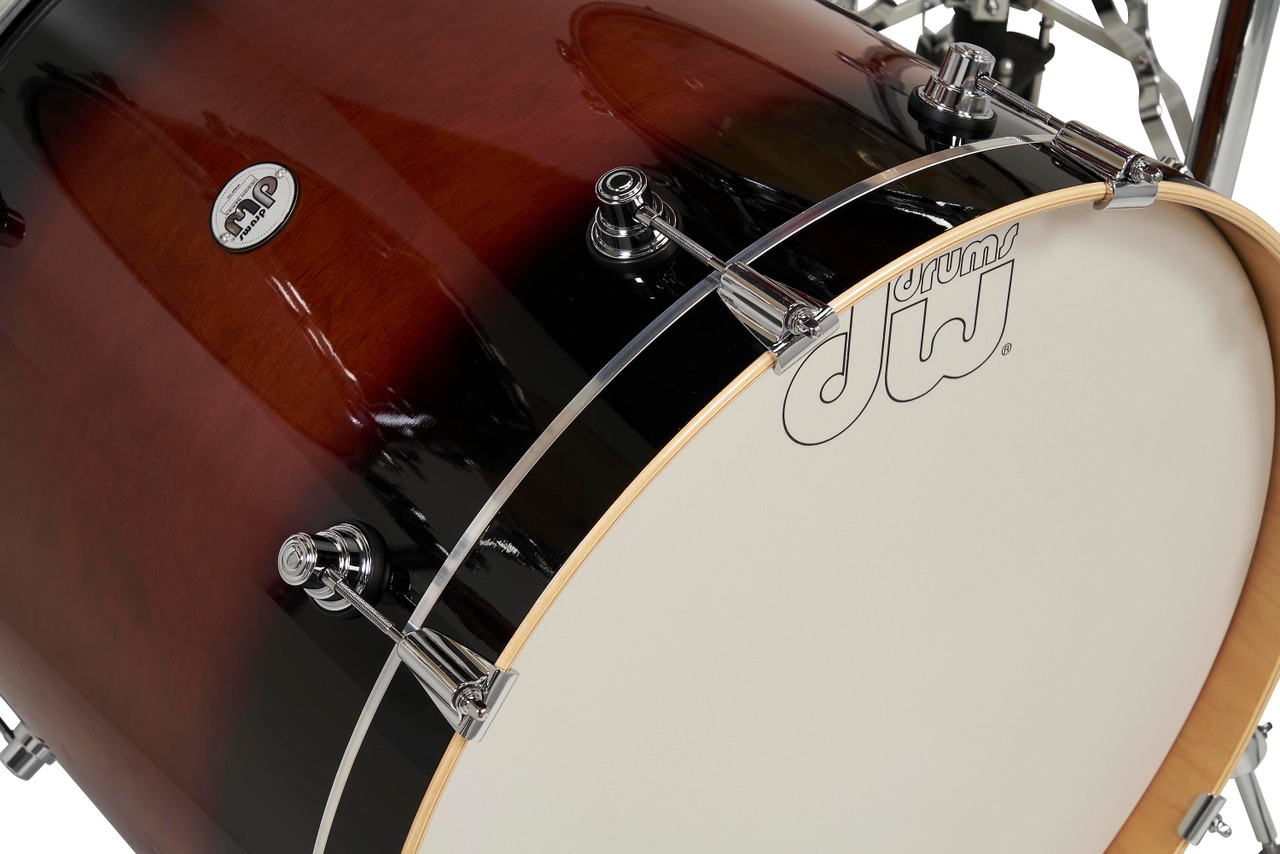 DW Design Series 4-Piece 22" Bass Drum Maple Shell Pack - Tobacco Burst w/Chrome Hardware | Musician Madness
