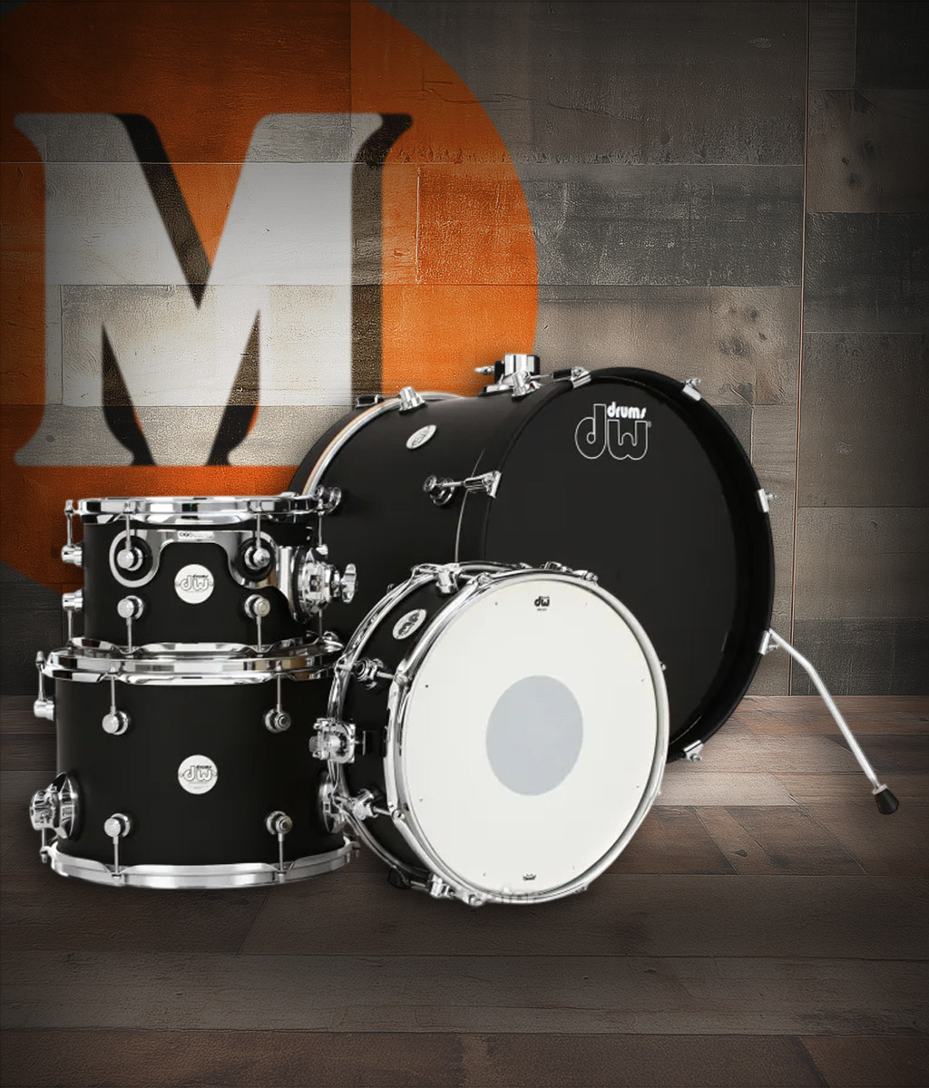 DW Design Series Mini Pro 4-Piece 18" Maple Shell Pack - Black Satin w/Chrome Hardware