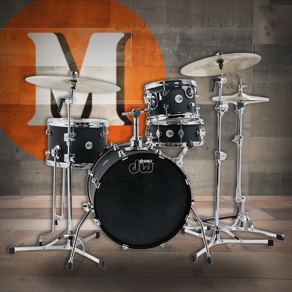 DW Design Series Mini Pro 4-Piece 18" Maple Shell Pack - Black Satin (DDLM1804BL)