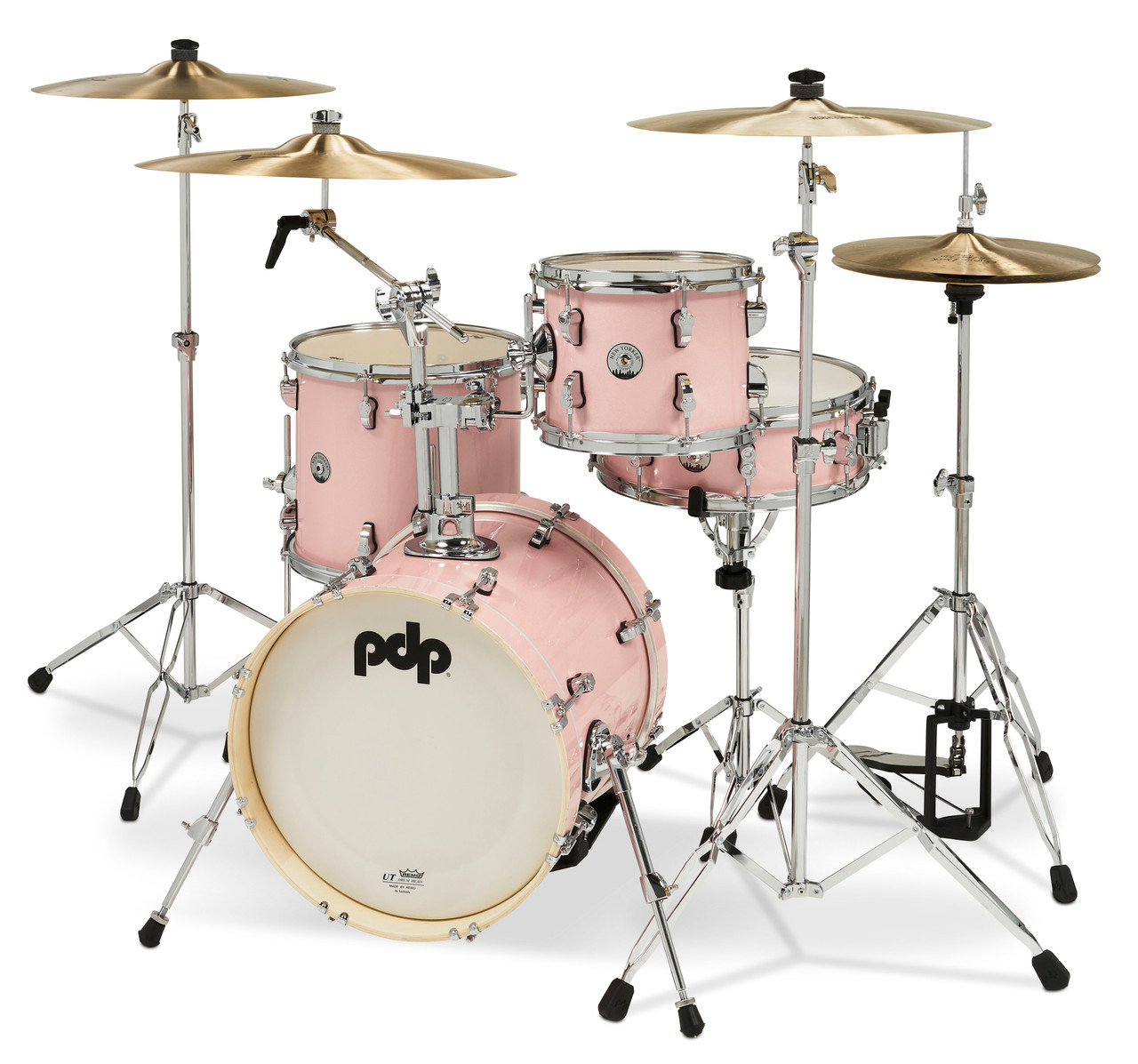 PDP New Yorker 4-Piece Drum Kit - Pale Rose Sparkle w/ Chrome Hardware (PDNY1604PR) | Musician Madness