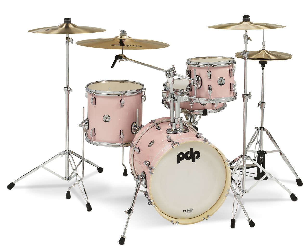 PDP New Yorker 4-Piece Drum Kit - Pale Rose Sparkle w/ Chrome Hardware (PDNY1604PR) | Musician Madness