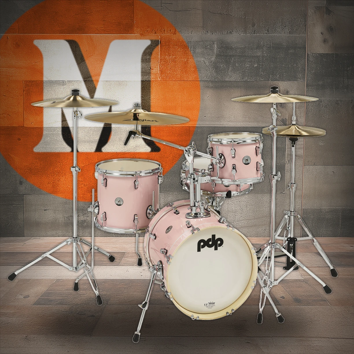 PDP New Yorker 4-Piece Drum Kit - Pale Rose Sparkle w/ Chrome Hardware (PDNY1604PR) | Musician Madness
