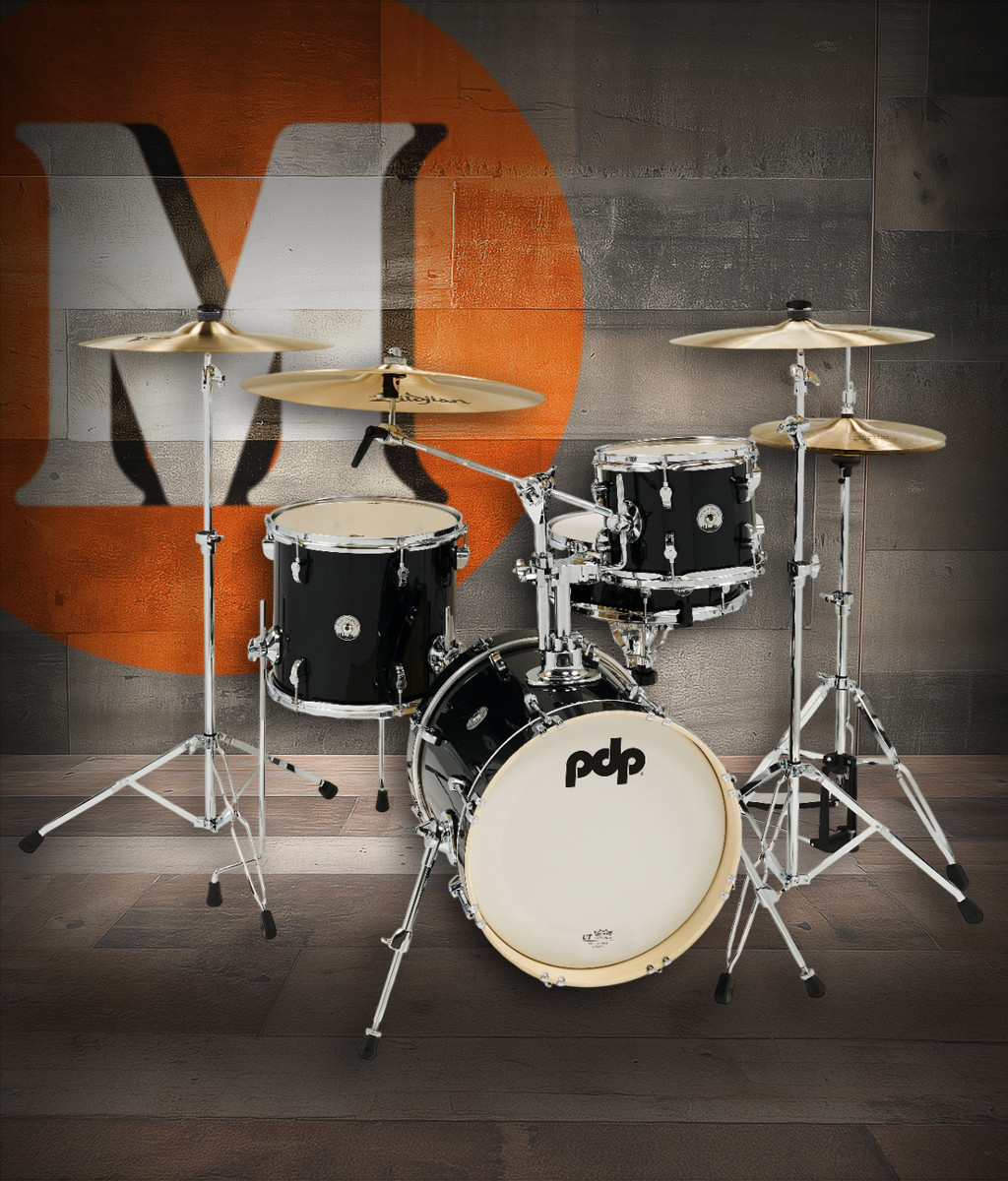 PDP New Yorker 4-Piece Drum Kit - Black Onyx Sparkle w/ Chrome Hardware (PDNY1604BO) | Musician Madness