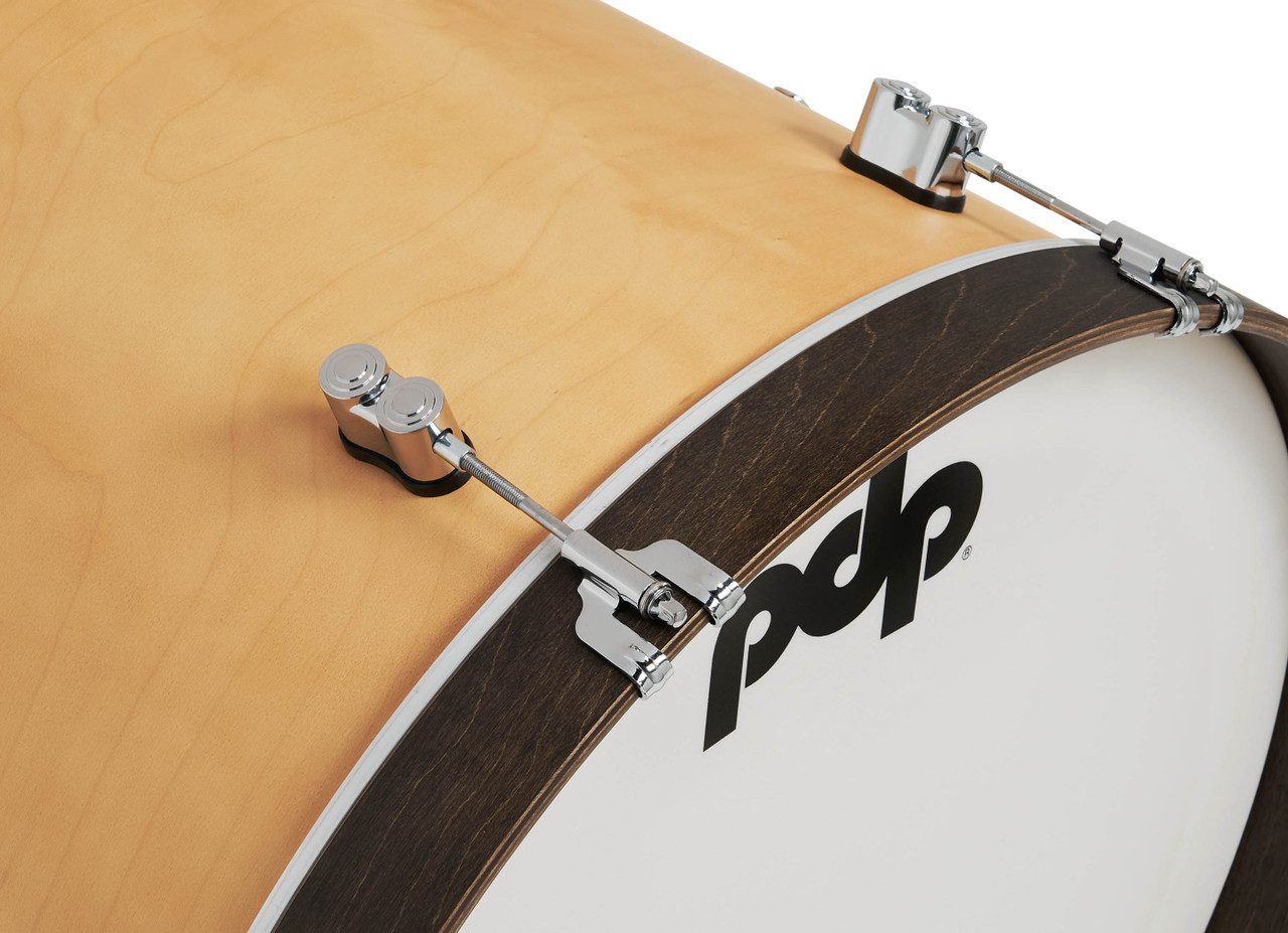 PDP PDCC2613NW Classic Kit 4-piece drum set in Natural finish with Walnut hoops featuring maple shells, 26" kick drum, and vintage-inspired design - available at Musician Madness.