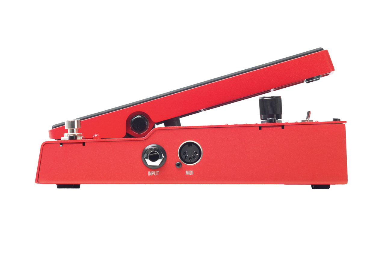 Digitech Whammy 2-Mode Pitch Shift Effect Pedal with red chassis and expression treadle â€” designed for dynamic pitch bends and harmonizing effects for electric guitar.