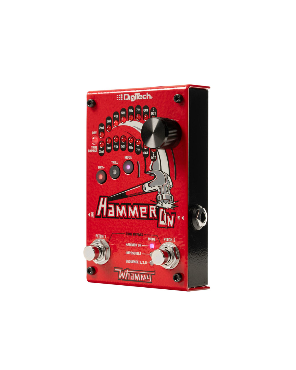 Digitech HAMMERON Octave Pedal with sturdy metal housing, single footswitch, and precise octave up/down controls â€” perfect for creating layered guitar harmonies.