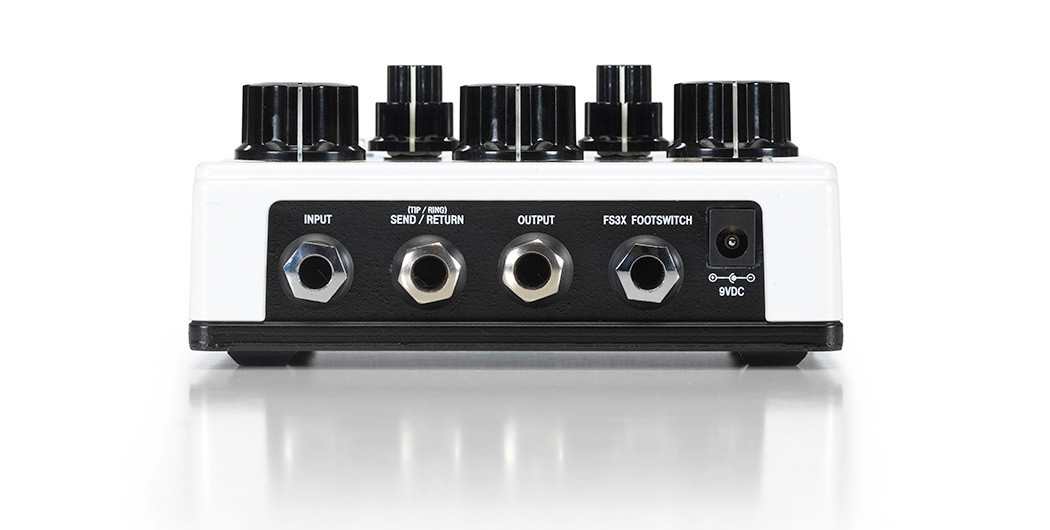 Digitech DOD-RUBBERNECK Rubberneck Analog Delay Pedal featuring blue enclosure, dual footswitches, and hands-on controls for classic analog delay with modulation and time bending.