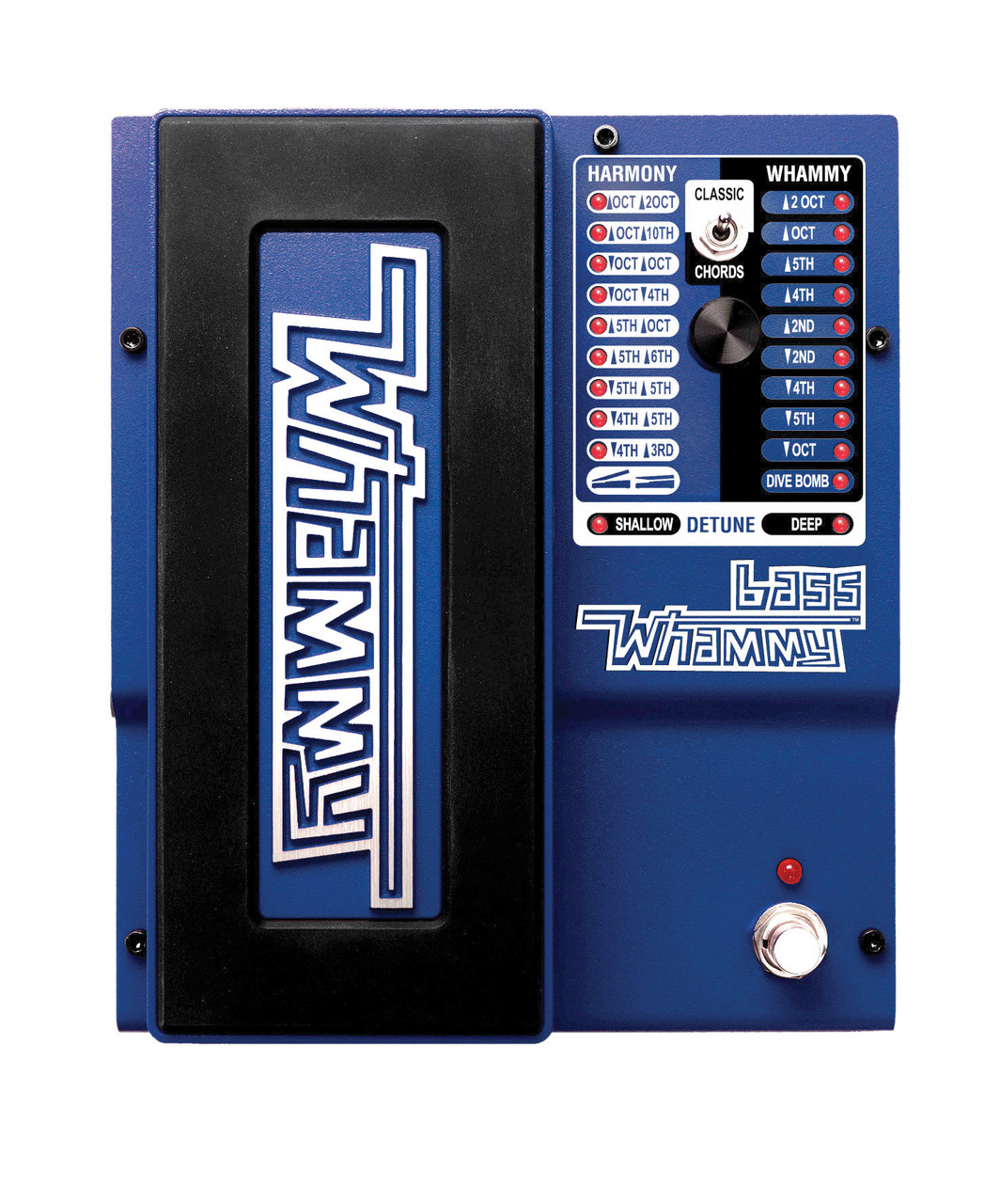 Digitech BWHAMMY Bass Whammy Pedal featuring blue enclosure, expression treadle, and precise pitch-shifting capabilities designed specifically for bass guitar performance.
