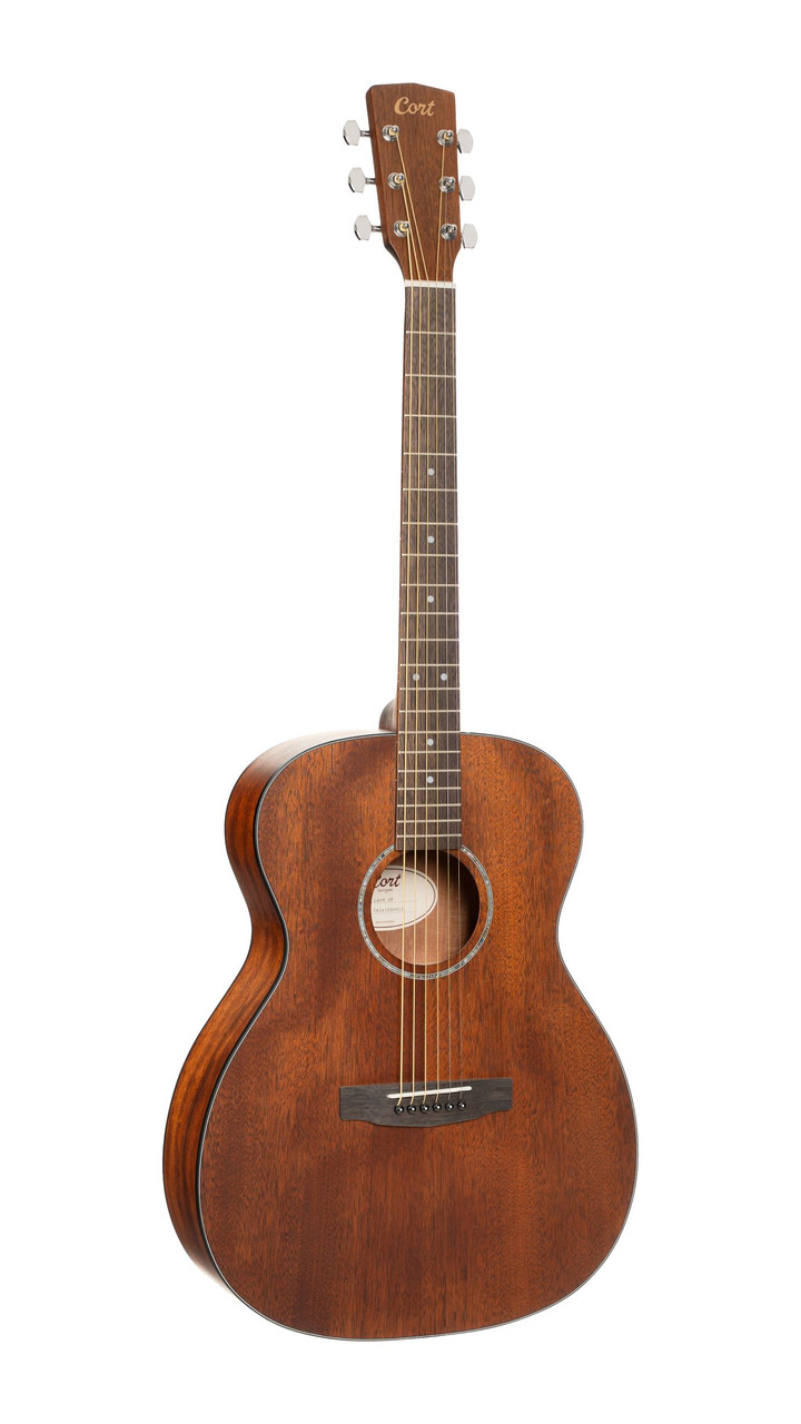 Cort L60MOP Luce Series L60 M Orchestra Acoustic Guitar featuring a solid spruce top, mahogany back and sides, and an open pore finish for natural tone and resonance.