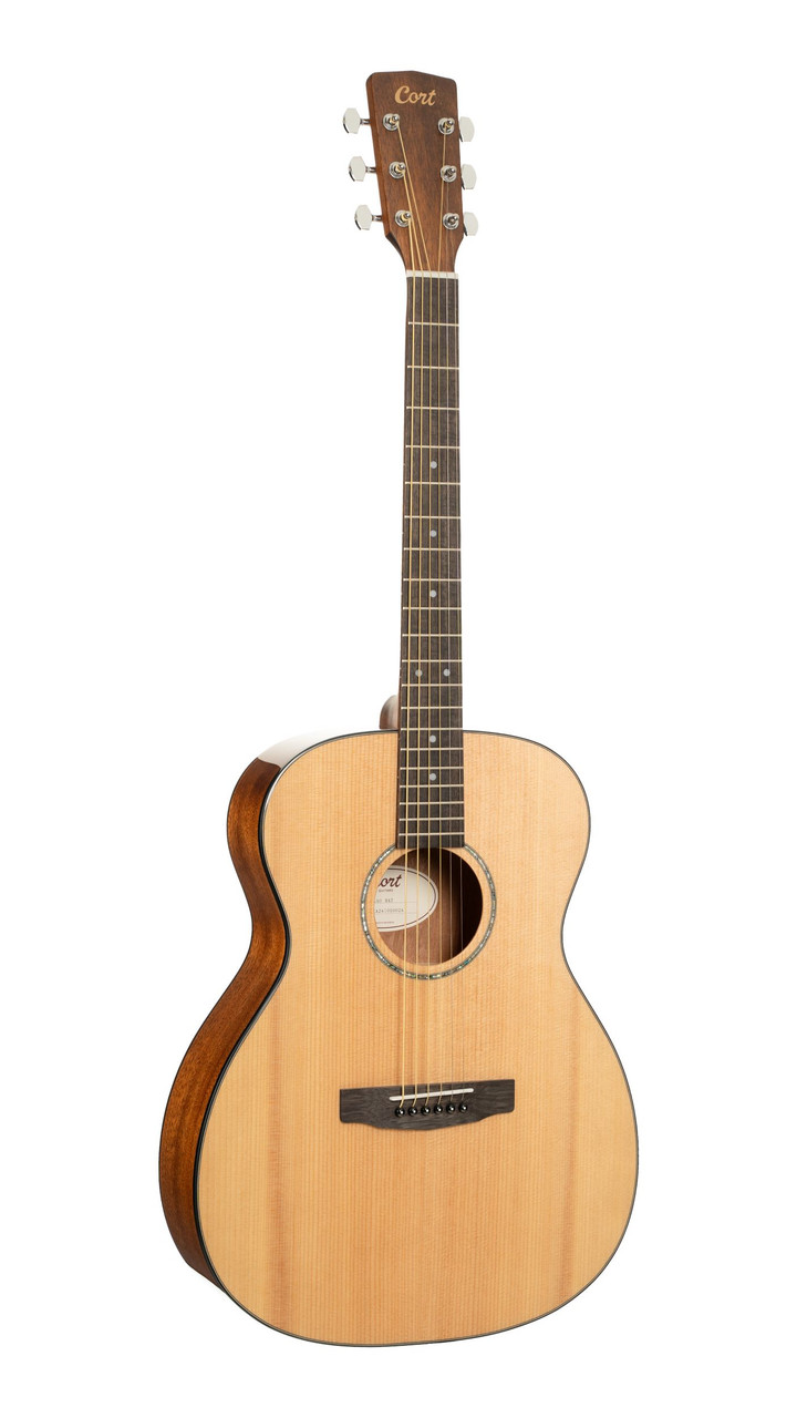 Cort L60NAT Luce Series L60 Orchestra Acoustic Guitar featuring a solid spruce top, mahogany back and sides, and a natural gloss finish for warm tone and timeless appeal.