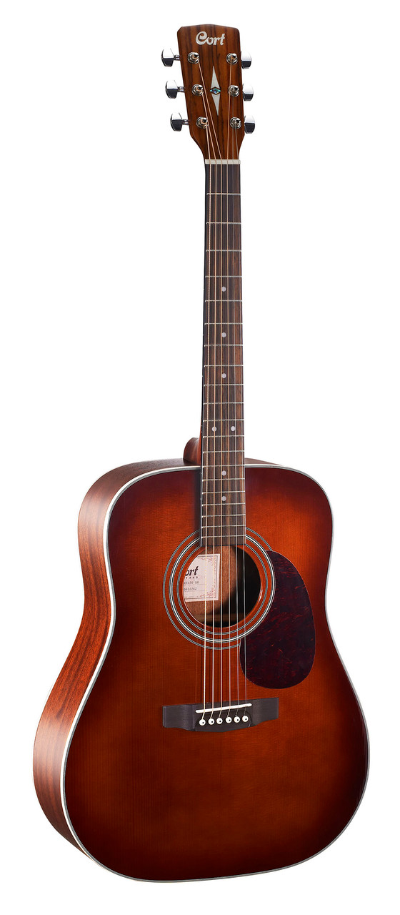 Cort EARTH70BR Earth Series Dreadnought Acoustic Guitar featuring a solid spruce top, mahogany back and sides, and a smooth brown gloss finish for warm, resonant tone.