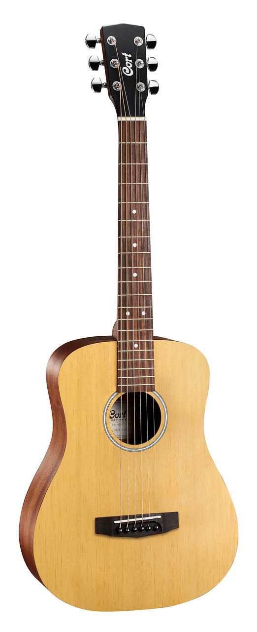 Cort ADMINIOP Standard Series Acoustic Dreadnought 3/4 Size Guitar featuring a spruce top, mahogany body, and open pore finish for light, resonant tone and easy handling.