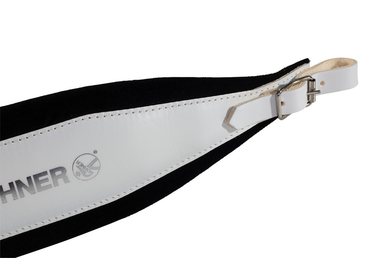 Hohner 44 In. x 4 In. Leather & Velvet Accordion Straps X-Large w/ Back Strap (ACC17-WHT/BLK) | Musician Madness