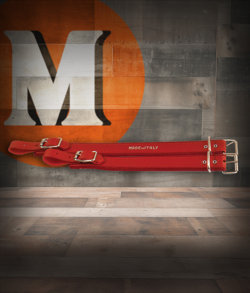 Hohner SE2-RED Leather Strap Extender in red featuring high-quality leather construction, durable stitching, and adjustable length for extending accordion strap comfort.